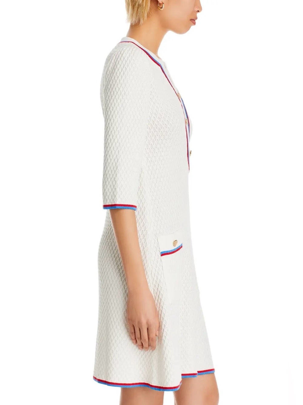 Misook Diamond Stitch Sheath Sweater Dress Size M $378 *flaw - Picture 4 of 12